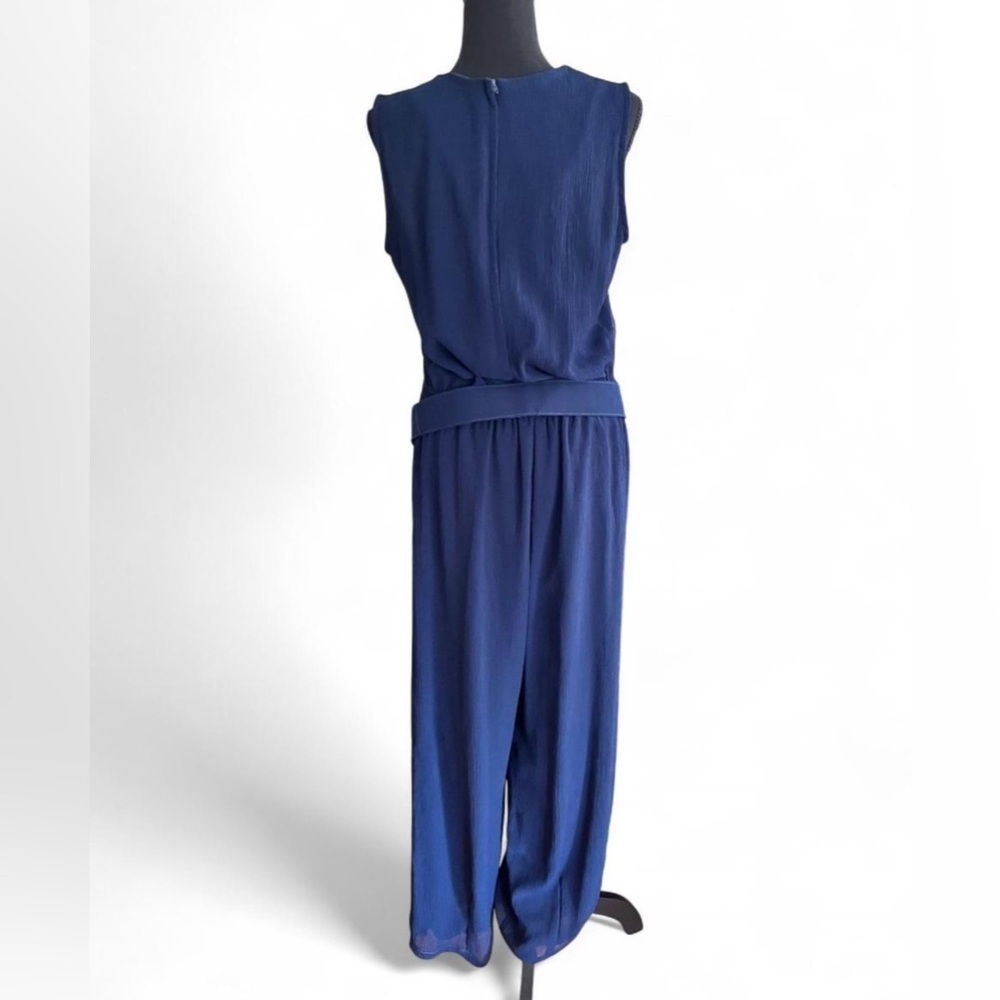 Spencer Alexis Women’s Elegant Blue Sleeveless Pantsuit with Belt Size 14 - Picture 6 of 8